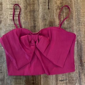 Four hearts 4 hearts hot Pink Women's bow bustier crop Top XL NWT
